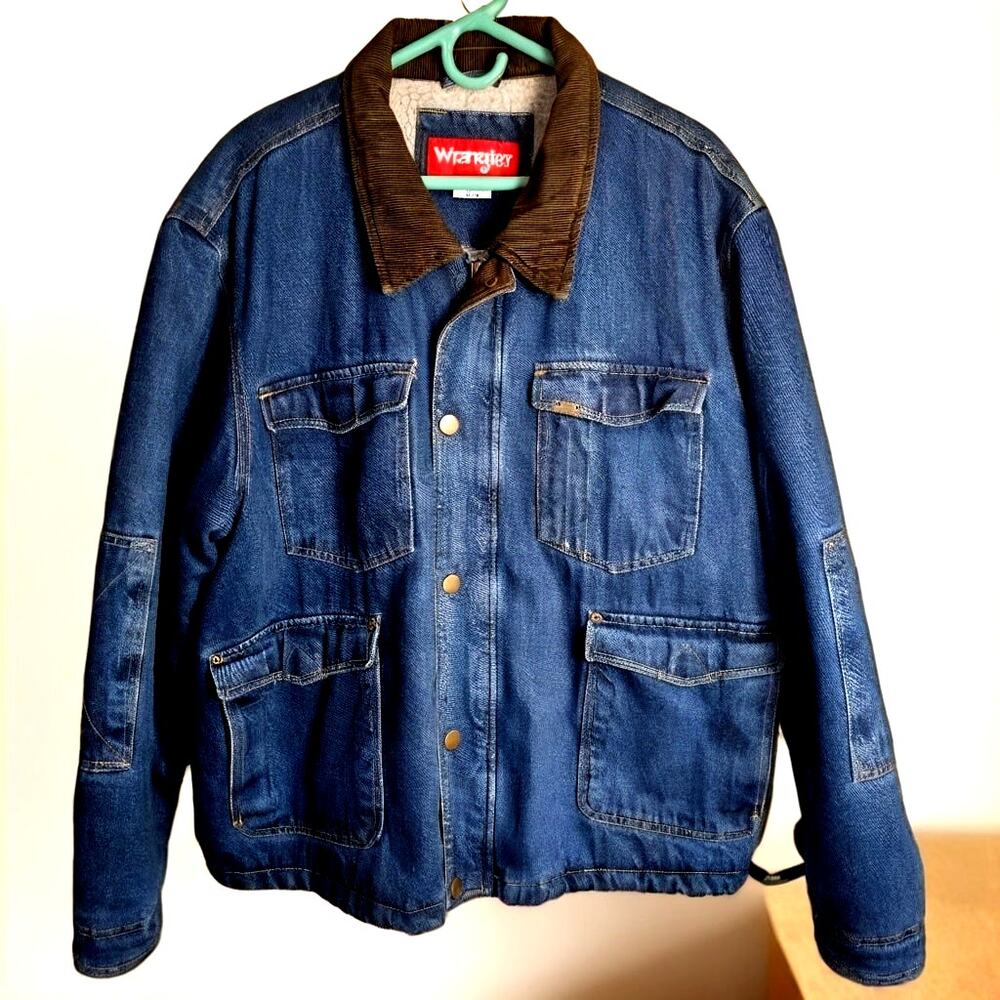 Wrangler Rugged Wear Sherpa Lined Denim Jacket with Corduroy Collar Mens 2XL